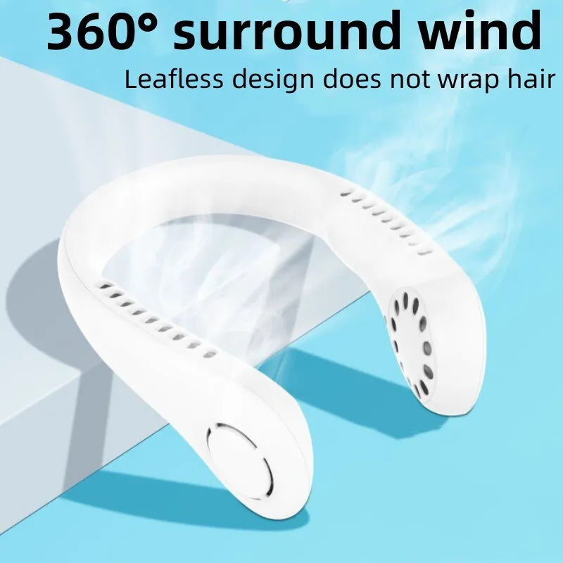 Premium Portable Neck Fan – Bladeless Rechargeable Hands-Free Cooling Fan