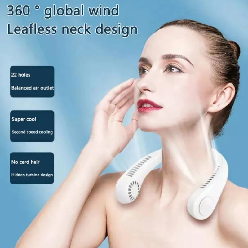 Premium Portable Neck Fan – Bladeless Rechargeable Hands-Free Cooling Fan