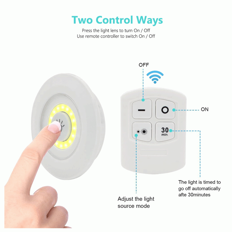 Wireless Remote Controlled COB LED Puck Lights