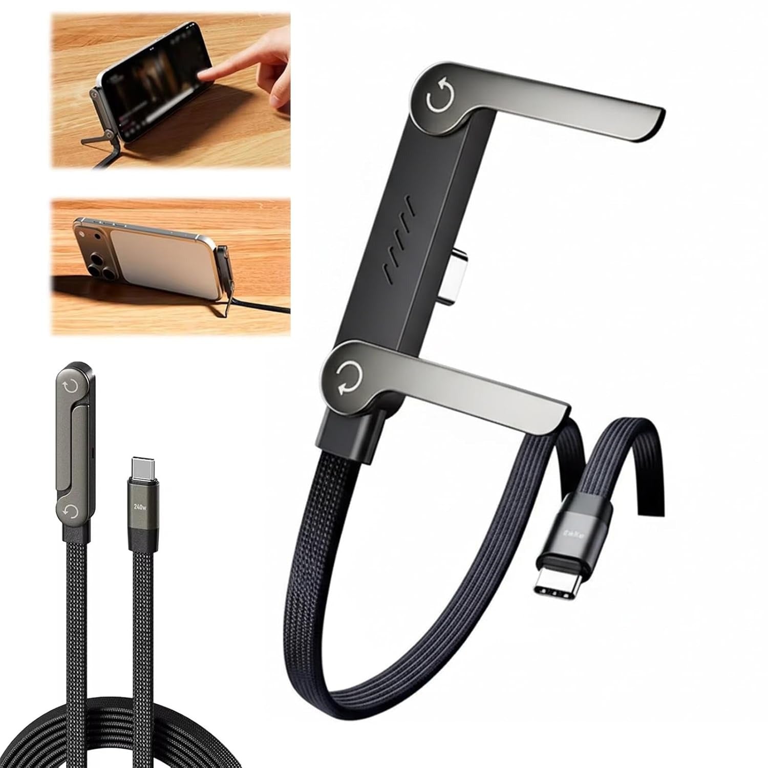 240W Folding Phone Holder Fast Charging Cable USB-C