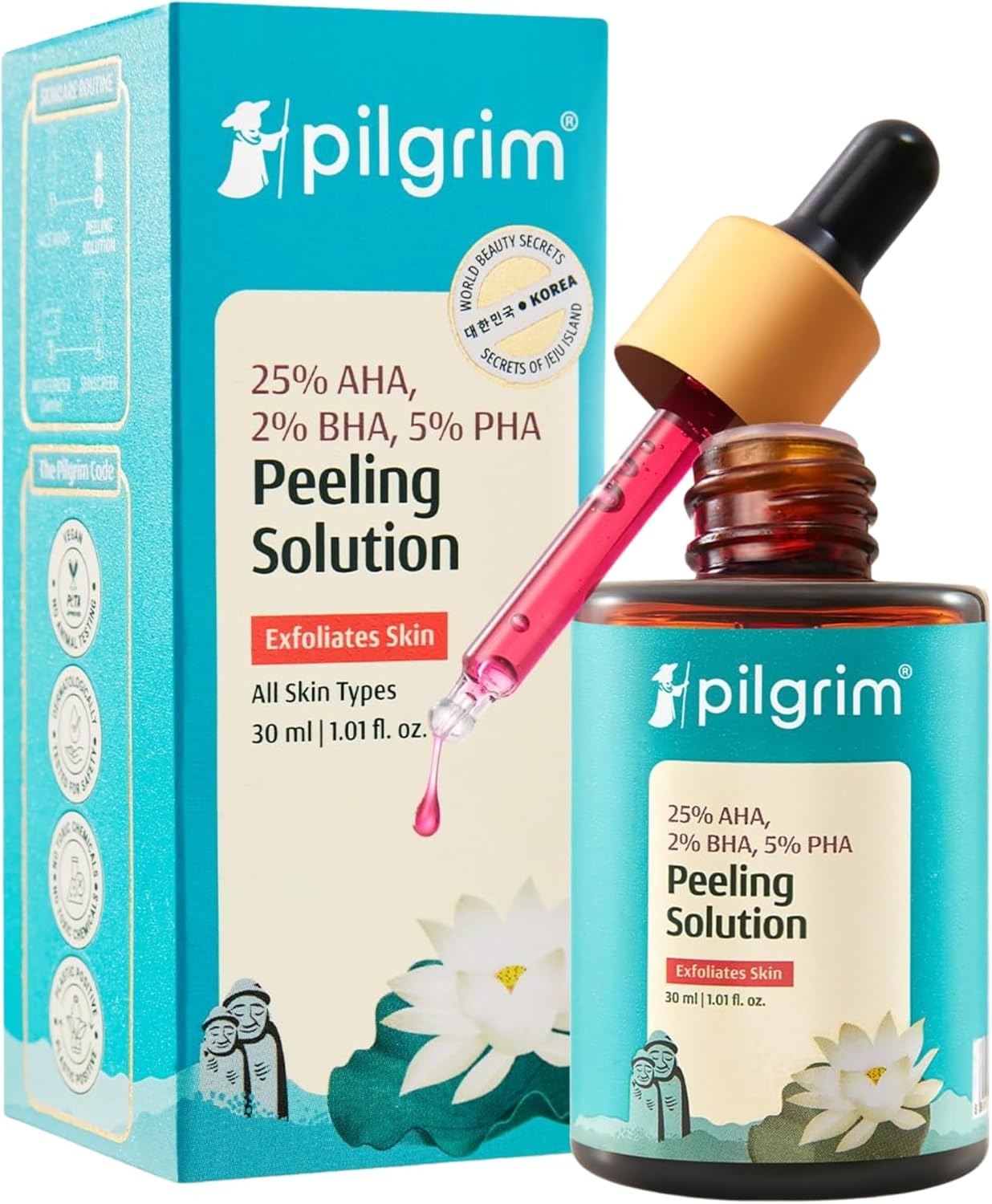 Pilgrim 25% AHA + 2% BHA + 5% PHA Peeling Solution for Face