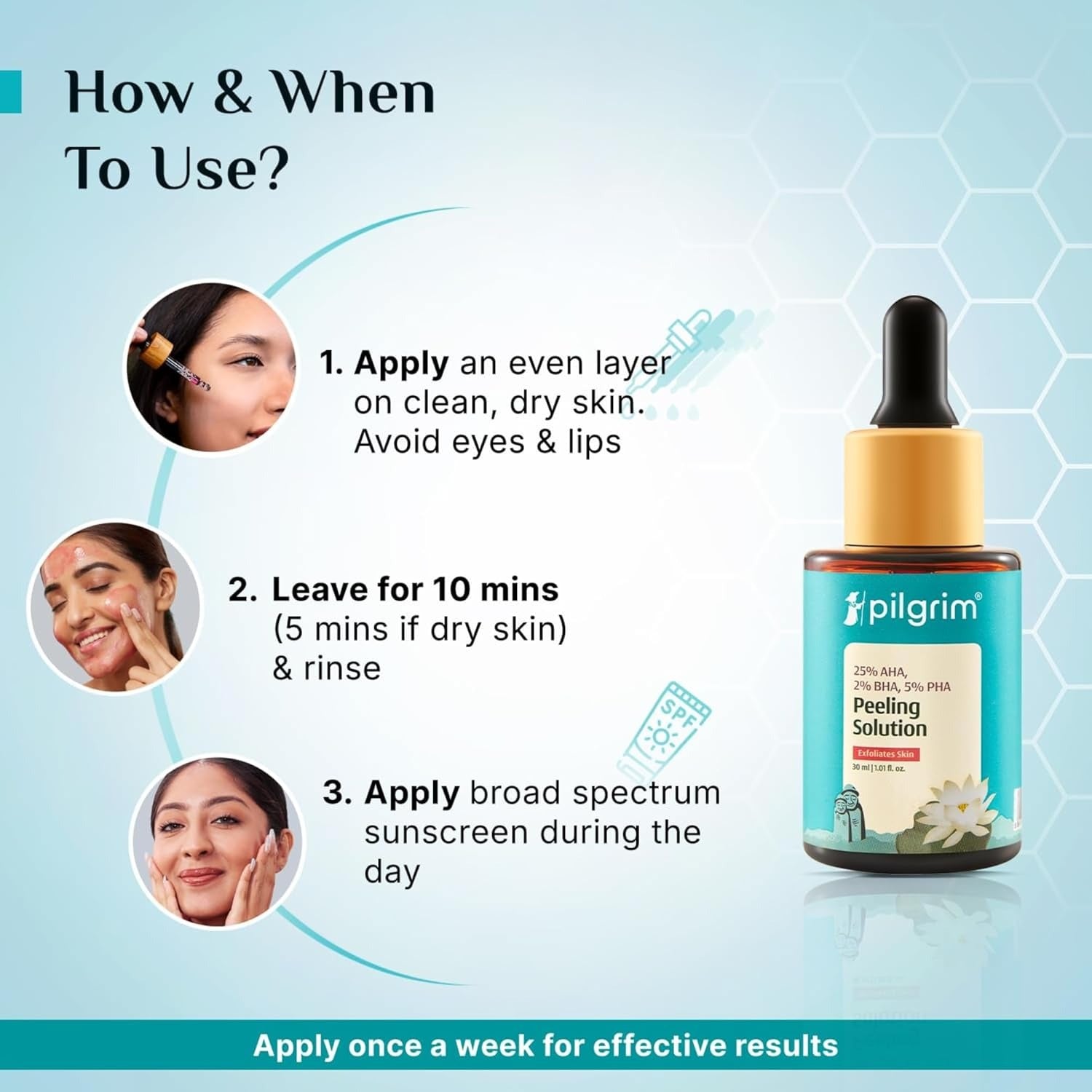 Pilgrim 25% AHA + 2% BHA + 5% PHA Peeling Solution for Face