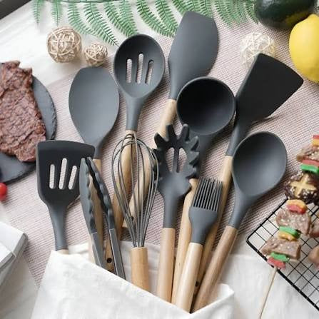 12-Piece Silicone Kitchen Utensil Set | Heat Resistant Cooking Tools Pakistan