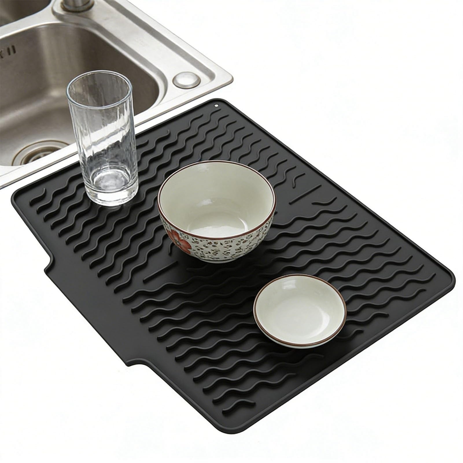 Foldable Silicone Dish Drying Mat with Drainage Design