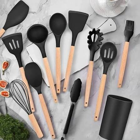 12-Piece Silicone Kitchen Utensil Set | Heat Resistant Cooking Tools Pakistan