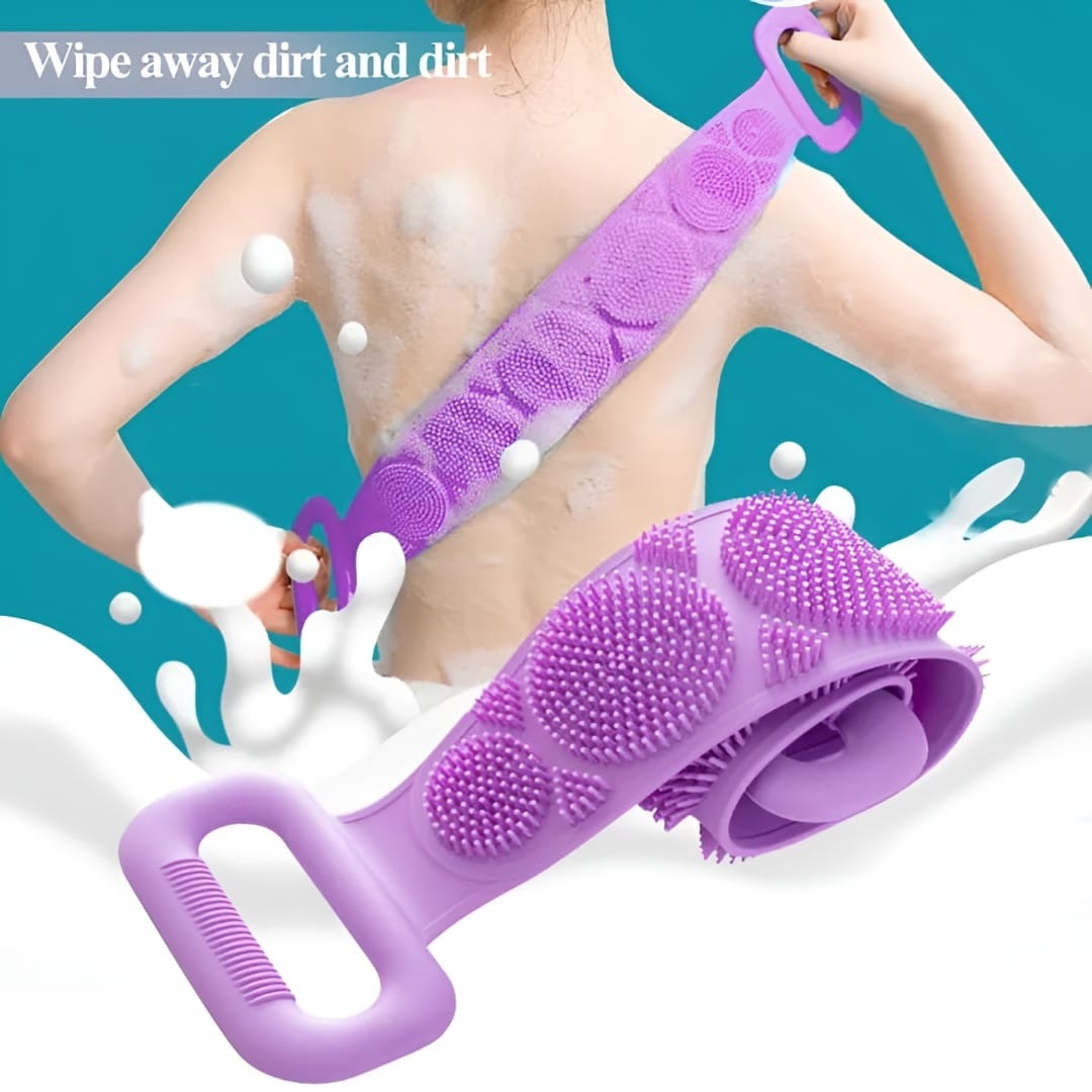 2-in-1 Silicone Body Scrubber & Exfoliating Bath Belt Set | Soft Massage Shower Brush