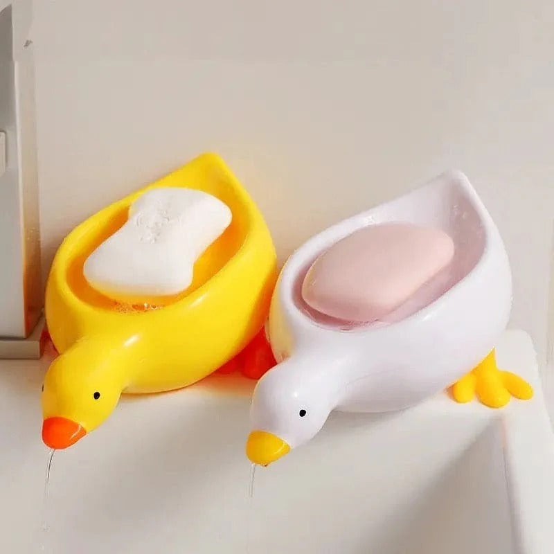 1 Pc Duck Soap Holder, Cute Soap Drying Rack, Kitchen Bathroom Shelf Floor Type Soap Holder, Portable Countertop Soap Organizer,