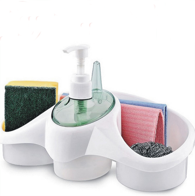 3 In 1 Soap Dispenser And Sponge Holder Sponge Holder For Kitchen - Plastic - 1 Pc(random color )