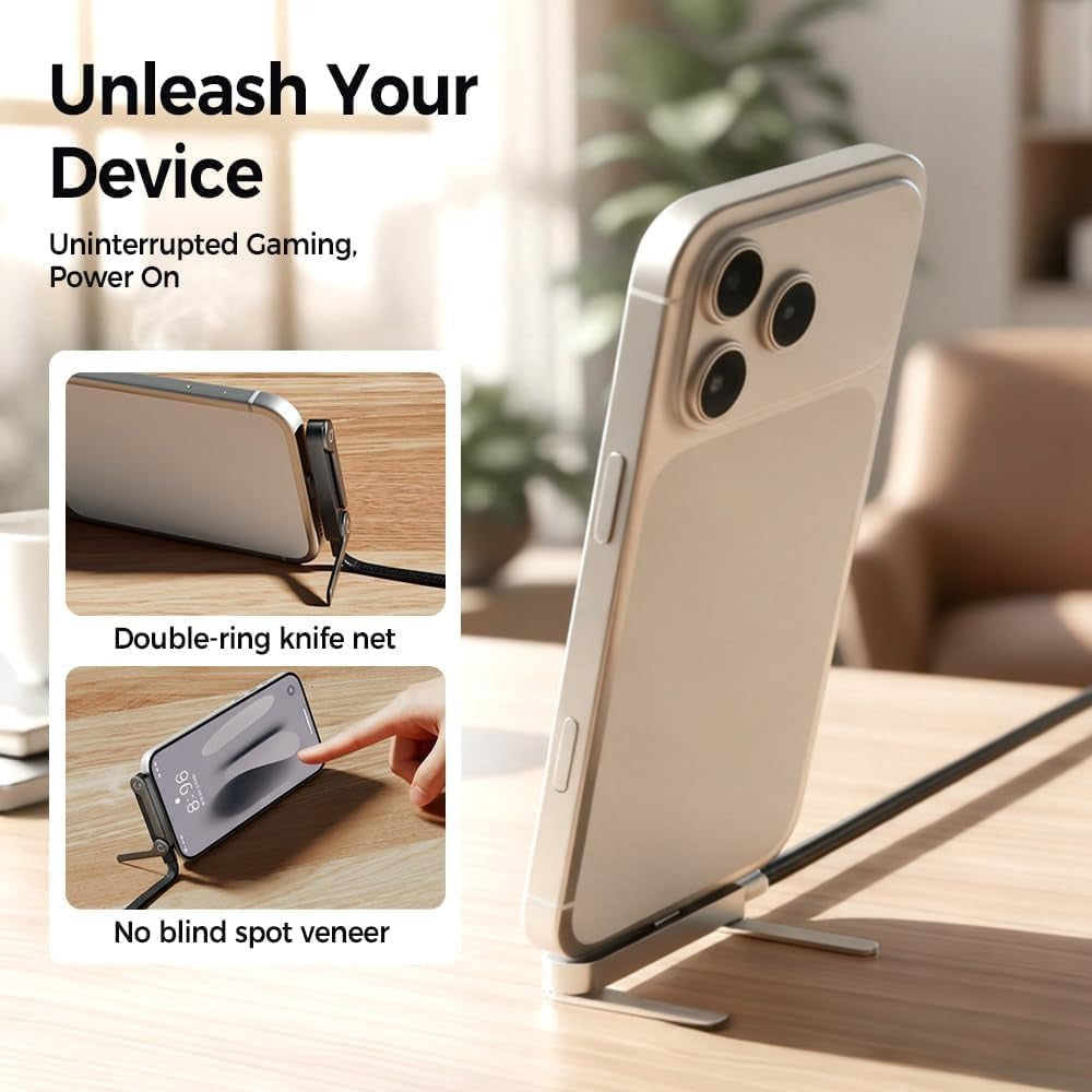 2-In-1 Data Cable With Stand | Nylon Braided USB C To USB C Cable 1.5M | 240W Fast Charging Cord For Smartphones, Tablets & Laptops