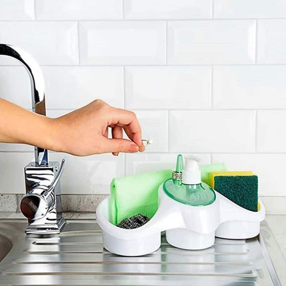 3 In 1 Soap Dispenser And Sponge Holder Sponge Holder For Kitchen - Plastic - 1 Pc(random color )