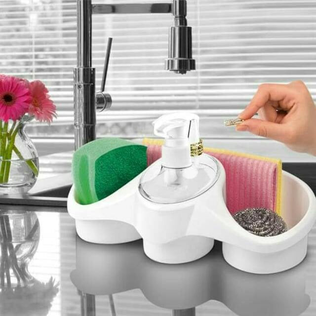 3 In 1 Soap Dispenser And Sponge Holder Sponge Holder For Kitchen - Plastic - 1 Pc(random color )